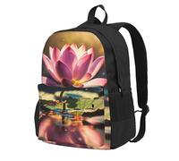 PPHGUT Lotus Flowers Pink Print Large Capacity Adult Backpack Water-Resistant Hiking Outdoor Enthusiasts Rucksack