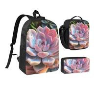 PPHGUT Lovely Succulent Print School Bag Set Lunch Bag Pen Case Boys Girls School Outdoor Activities Shopping