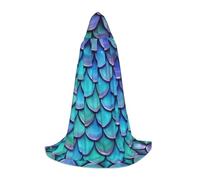 PPHGUT Mermaid Teal Fish Scale Print Hooded Cloak Dress Up Halloween Carnival Cosplay Teens Kids Adults Wizard Themes