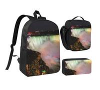 PPHGUT Niagara Falls Print School Bag Set Lunch Bag Pen Case Boys Girls School Outdoor Activities Shopping
