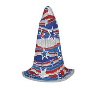 PPHGUT Patriotic Stars Strips Independence Day Print Hooded Cloak Dress Up Halloween Carnival Cosplay Teens Kids Adults Wizard Themes