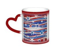 PPHGUT Patriotic Stars Strips Independence Day Print Starry Sky Color Changing Mug Ceramic Coffee Mugs Gift for Home Office Birthday