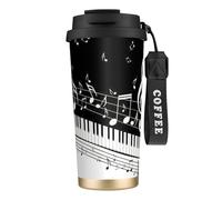 PPHGUT Piano Keys with Musical Notes Print Stainless Steel Coffee Cup for Office Camping Hiking Outdoor Adventures Travel Mug