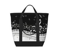 PPHGUT Piano Keys With Musical Notesprint Large Capacity Cooler Insulated Women Men Tote Bag Travel Food Delivery Shopping