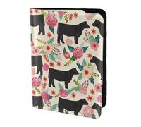 PPHGUT Pink Flower Show Steer Cows Cattle Print Men Women Passport Travel Document Lightweight Stylis Secure Business Leisure