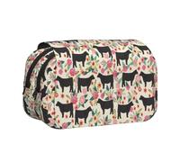 PPHGUT Pink Flower Show Steer Cows Cattle Print Portable Pencil Bag Cosmetic Toiletry Multi-Use Bags Cute Large Capacity Daily Use