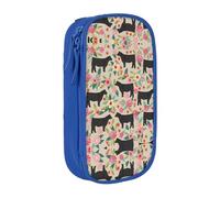 PPHGUT Pink Flower Show Steer Cows Cattle Print Practical Pencil Case Multi-Compartment Office Travel School Art Daily Supplies