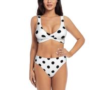 PPHGUT Polka Dot Print Bikini Set Bathing Suit Beach Pool Summer Vacation Breathable Quick Dry Breathable Black
