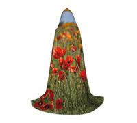 PPHGUT Poppy Flowers Print Hooded Cloak Dress Up Halloween Carnival Cosplay Teens Kids Adults Wizard Themes