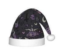 PPHGUT Purple Black Goth Spooky Print Kids Christmas Hat Comfortable Xmas Holiday Cap for Santa Party New Year Trim