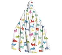 PPHGUT Rabbits In Different Poses Jumping Running Print 190cm Hooded Carnival Themed Cloak Comfortable Cosplay Costume Outdoor Celebrations