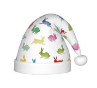 PPHGUT Rabbits in Different Poses Jumping Running Print Kids Christmas Hat Comfortable Xmas Holiday Cap for Santa Party New Year Trim