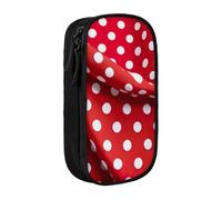PPHGUT red White Polka dot Print Practical Pencil Case Multi-Compartment Office Travel School Art Daily Supplies