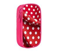PPHGUT red White Polka dot Print Practical Pencil Case Multi-Compartment Office Travel School Art Daily Supplies