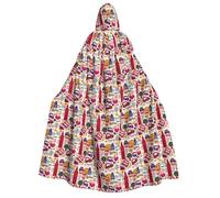 PPHGUT School Newspaper In English Print 190cm Hooded Carnival Themed Cloak Comfortable Cosplay Costume Outdoor Celebrations