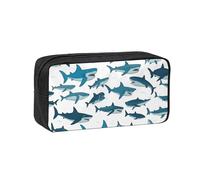 PPHGUT Shark Pattern with Various Gestures Print Adults Spacious Case Large-Capacity Stationery Daily Carry Office Organizer Pouch