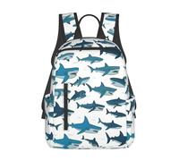 PPHGUT Shark Pattern With Various Gestures Print Men Women Lightweight Backpack Travel Casual Bag Weekend Daily Outdoor Commuter