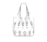PPHGUT Sign Language Alphabet. Print Women Men Foldable Reusable Shopping Lightweight Tote Bag Weekend Travel Camping