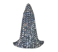 PPHGUT Silver Fish Scale Print Hooded Cloak Dress Up Halloween Carnival Cosplay Teens Kids Adults Wizard Themes