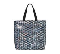 PPHGUT Silver Fish Scale Print Women Large Capacity Bag Reusable Organizer Lightweight Shopping Everyday Tote