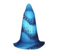 PPHGUT Sky Blue Musical Notes Print Hooded Cloak Dress Up Halloween Carnival Cosplay Teens Kids Adults Wizard Themes