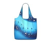PPHGUT Sky Blue Musical Notes Print Women Men Foldable Reusable Shopping Lightweight Tote Bag Weekend Travel Camping