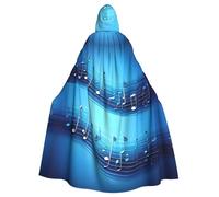PPHGUT Sky Blue Musical Notes Print Women Men Hooded Cloak Cosplay Costume Carnival Wizard Masquerade Travel Themed