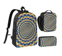 PPHGUT Spiral Optical Illusion GIF Print School Bag Set Lunch Bag Pen Case Boys Girls School Outdoor Activities Shopping