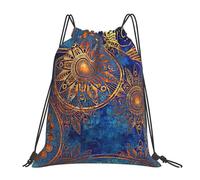 PPHGUT Starry Sky Mandala Print Adults Foldable Drawstring Backpack Fitness Travel Bag Weekend Outdoor Activities
