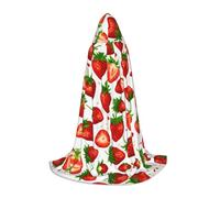 PPHGUT Strawberry Print Hooded Cloak Dress Up Halloween Carnival Cosplay Teens Kids Adults Wizard Themes