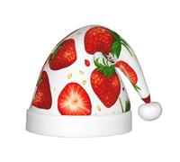 PPHGUT Strawberry Print Kids Christmas Hat Comfortable Xmas Holiday Cap for Santa Party New Year Trim