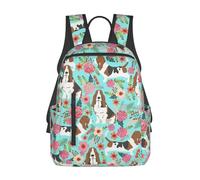 PPHGUT Sweet Basset Hound Florals Print Men Women Lightweight Backpack Travel Casual Bag Weekend Daily Outdoor Commuter