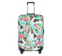 PPHGUT Sweet Basset Hound Florals Print Universal Travel Suitcase Cover Elastic Luggage Protector Waterproof Lightweight