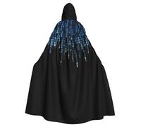PPHGUT The Blue Binary Print Unisex Full Length Hooded Halloween Cloak For Cosplay Medieval And Festivals Fits