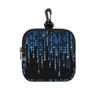 PPHGUT The Blue Binary Print Women Men Square Storage Bag Waterproof Organizer Pouch Travel Toiletry Cosmetic