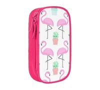 PPHGUT Tropical Flamingo Cute Cactus Print Practical Pencil Case Multi-Compartment Office Travel School Art Daily Supplies