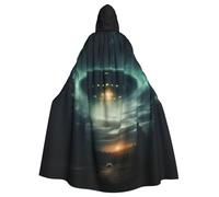PPHGUT Ufo At Night Print Hooded Cloak Unisex Costume Accessory Carnival Masquerade Party Cosplay Supplies