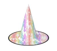 PPHGUT Unicorns On Colorful Stripes Print Halloween Witch Hat Wide Brim Foldable Cap Parties Arnivals And Roleplaying Events