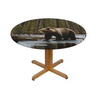 PPHGUT White bear brown bear Print Round Tablecloth Family Table Cover Kitchen Wedding Party Everyday Outdoor