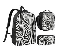 PPHGUT Zebra Print Print School Bag Set Lunch Bag Pen Case Boys Girls School Outdoor Activities Shopping