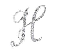 PPhtony 26 Letter Brooch Pins Small Silver Metal Rhinestone Crystal Initial A~Z Alphabet Brooch Lapel Pins for Men Women Girls Boys Birthday Christmas Wedding Gift, Metal, fake rhinestone
