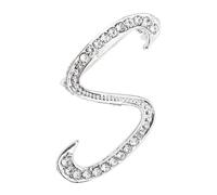 PPhtony 26 Letter Brooch Pins Small Silver Metal Rhinestone Crystal Initial A~Z Alphabet Brooch Lapel Pins for Men Women Girls Boys Birthday Christmas Wedding Gift, Metal, fake rhinestone
