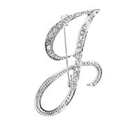 PPhtony 26 Letter Brooch Pins Small Silver Metal Rhinestone Crystal Initial A~Z Alphabet Brooch Lapel Pins for Men Women Girls Boys Birthday Christmas Wedding Gift, Metal, fake rhinestone