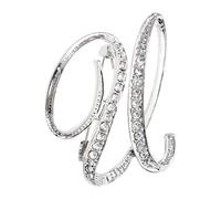 PPhtony 26 Letter Brooch Pins Small Silver Metal Rhinestone Crystal Initial A~Z Alphabet Brooch Lapel Pins for Men Women Girls Boys Birthday Christmas Wedding Gift, Metal, fake rhinestone