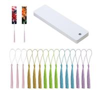 PPhtony Sublimation Blank Bookmarks 15Pcs Double-Side Heat Transfer Metal Craft Book Marker with 15Pcs Colorful Silky Tassels for Birthday Wedding DIY Projects and Gift Tag (3.2x12cm, Rectangle)