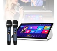 PPLDABNK 18.5" Portable Karaoke Machine with Touch Screen, Dual Wireless Microphones, Built-in Reverb & Amplifier, WiFi Smart TV Support for Home Parties, Entertainment,4T
