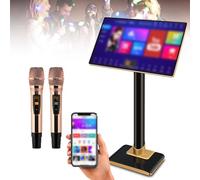 PPLDABNK 19-inch Touch Screen Karaoke Machine with 2 Wireless Mics, Built-in Speaker, 20 Languages, Million+ Songs, APP Control, for Parties, TV Connection,500G