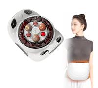 PPLDABNK Abdominal Massager, 42℃ Hot Compress, Three-Level Intensity Adjustable - Relieve Constipation and Abdominal Pain, Double Ring Kneading Inside and Outside, USB Charging,White