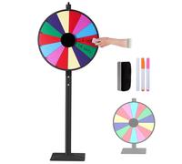 PPLDABNK Prize Turntable - 24-inch Colored Rotary Board with Whiteboard Pen And Eraser, Adjustable Height Bracket And 14 Slots - Suitable for Carnival, Party Games, Classroom Activities,24 inch