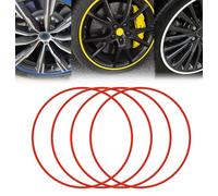 PPLDABNK Universal Vehicle Rim Protector - 4-Pack ABS Protective Strips, One-Piece Molding, Strong Adhesion, No Tire Removal Required | Fits Various Vehicle Models,15in, Red